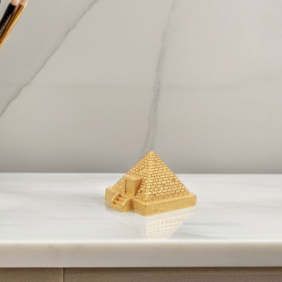OULII Ancient Egyptian Golden Resin Pyramid Figurine for Desk and Shelf Display