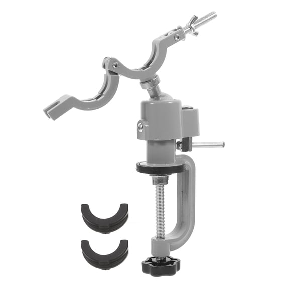 OULII Electric Drill Stand with 360 Degree Rotation Heavy Duty Plated Silver Bench Vise Clamp for Workholding