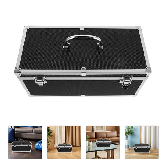 OULII Electronic Technician Hard Tool Case Aluminum Portable Storage Box with Metal Latches Black
