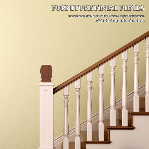 OULII Elegant Khaki Wood Column Wall Decor with Carving Craft Wood Finial for Furniture Railings and Bed Post