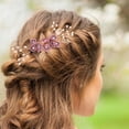 thumbnail image 1 of OULII Floral Rhinestone Bridal Hair Comb Assorted Color Elegant Wedding Accessory 2Pcs, 1 of 7