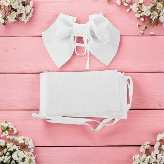 OULII Elegant White Floral Bow Belt for Women's Featuring Intricate Embossed Design Ideal for Kimono and Cultural Events