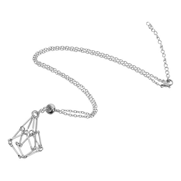 OULII Stainless Steel Cage Necklace for Irregular Crystal Stones with Adjustable Chain