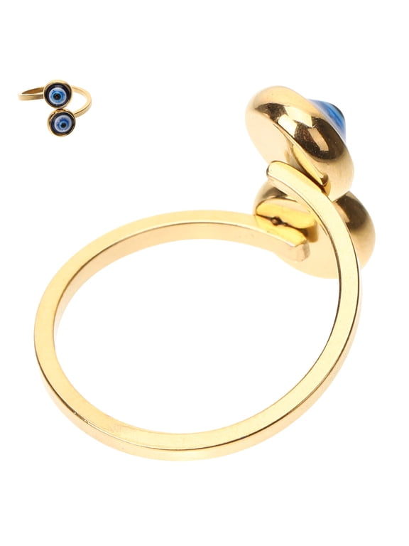 Evil Eye Ring Adjustable Golden Alloy Vintage Statement Ring