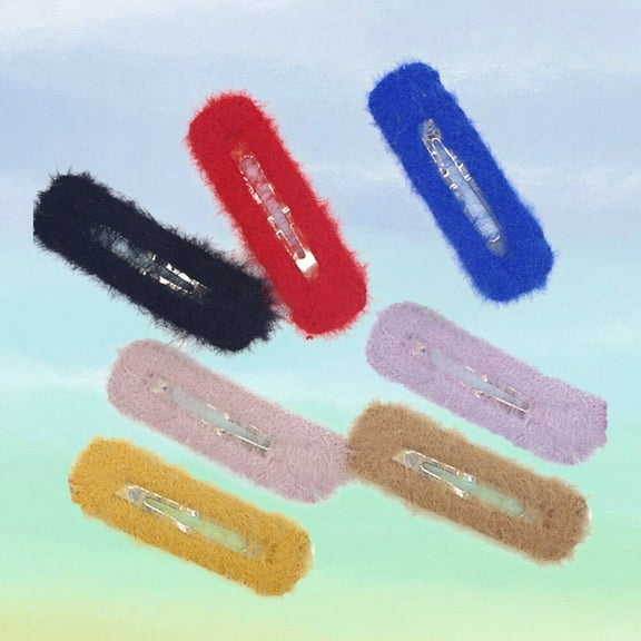 OULII 8 Pieces Multi-Color Fuzzy Snap Hair Clips Barrettes for Trendy and Stylish Hair Accessories