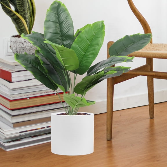 OULII Artificial Plant Decor Green Faux Leaf Stem for Home Living Room Dining Cabinet Decoration