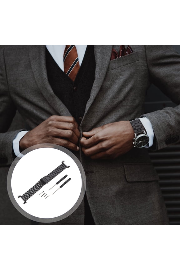 Stainless Steel Watch Band Black Replacement Strap Stylish Comfortable for Business Formal