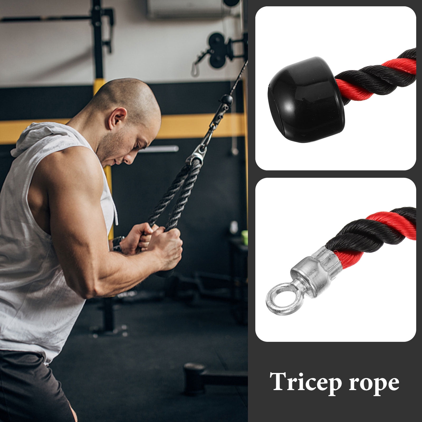 Triceps Exercise Rack Attachment OULII Fitness Rope Attachment for Triceps Biceps Pull Down Strength ...