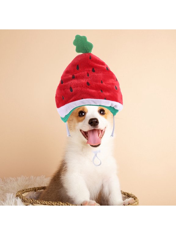 Adorable Red Plush Pet Hat, Perfect for Parties and Festivals