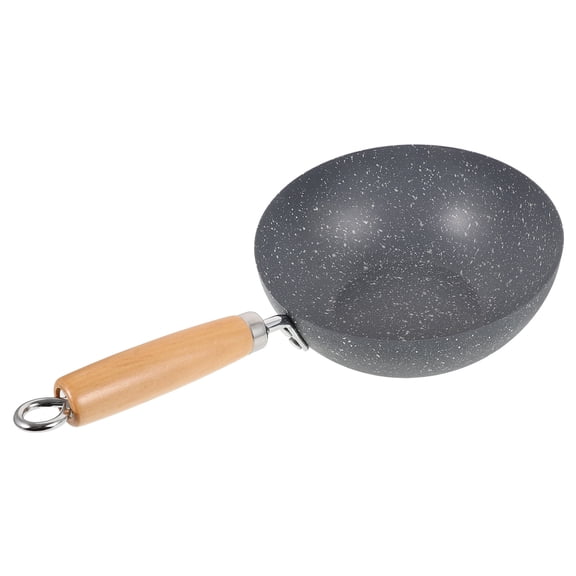 OULII Traditional Small Iron Wok Pan for Gas Stove Multi Function Cooking