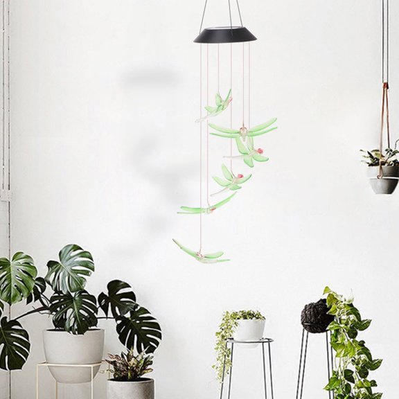 OULII Garden Solar Light Wind Bell Lamp Black Shell Garden Decor 1Set