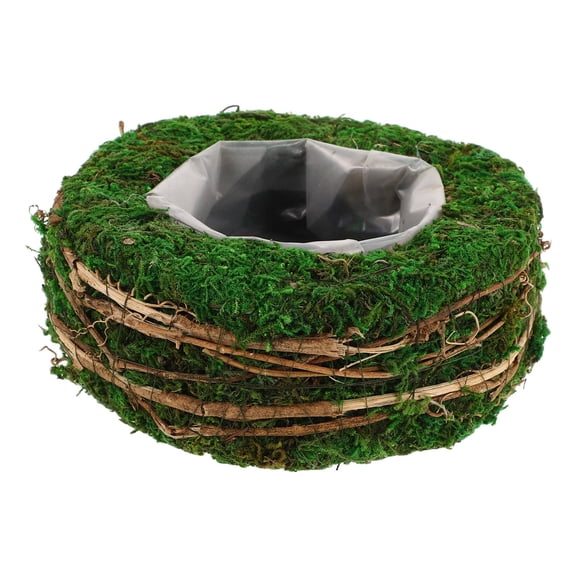 OULII Rustic Moss Planter Pot Green Iron for Indoor and Outdoor Decor