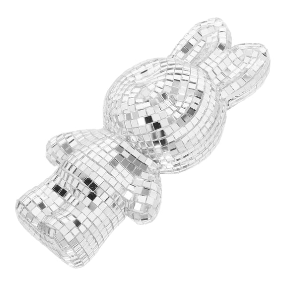OULII Unique Plated Silver Mosaic Bunny Disco Ball for Spring Event and Wedding Decoration