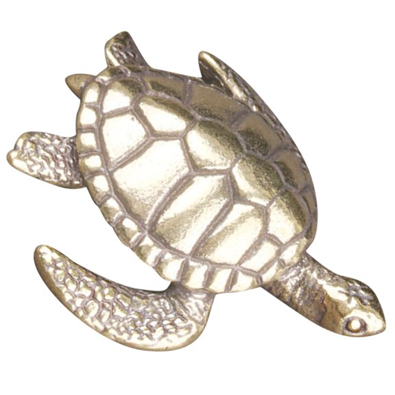 OULII Golden Brass Turtle Figurine Decorative Ornament for Home Desk with Carving Craftsmanship