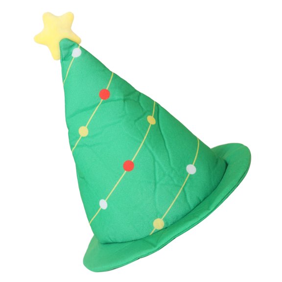 OULII Green Christmas Tree Hat Plush Party Accessory for Xmas Festival Costume with Fine Details 22.5 x 10 Inches