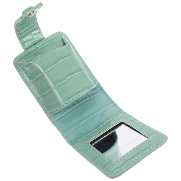 OULII PU Green Lipstick Case with Built-in Mirror, Compact Travel Pouch for Outdoor and Everyday Use
