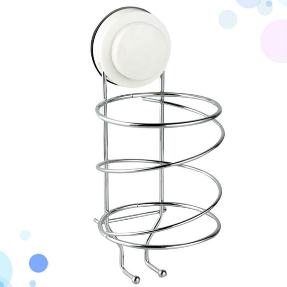 OULII Silver Hair Dryer Holder Storage Rack with Sucker Design Waterproof Rustproof for Bathroom
