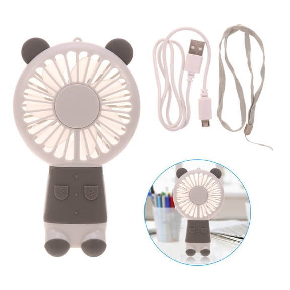 OULII Portable Grey Small Fan with Night Light Strong Wind Quiet Cooling for Outdoor