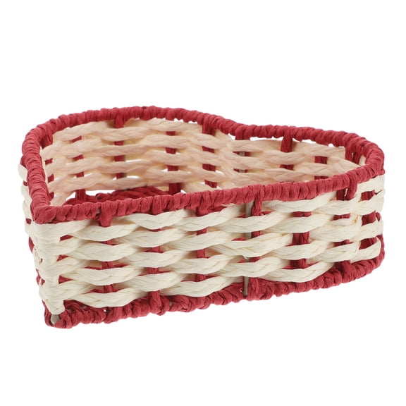 OULII Elegant Heart Shaped Woven Basket, Handcrafted with Paper Rope and Iron, Ideal for Home Use