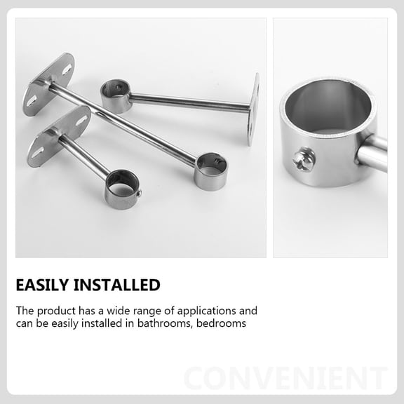 OULII 2Pcs Plated Silver Metal Closet Rod Brackets Strong Load Bearing for Home Closet Poles