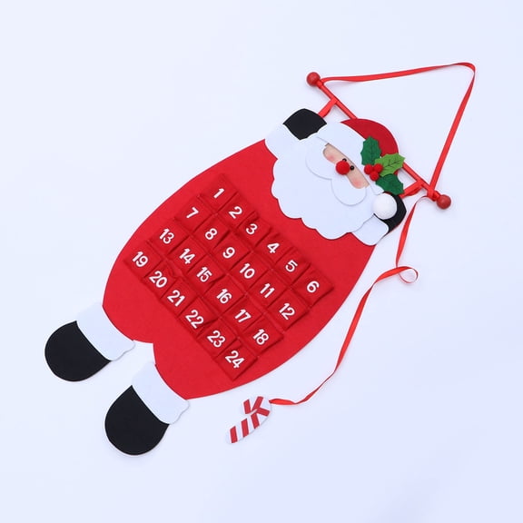 OULII Funny Ornaments Countdown to Christmas Santa Advent Calendar Nonwoven Party Decoration 1Pcs