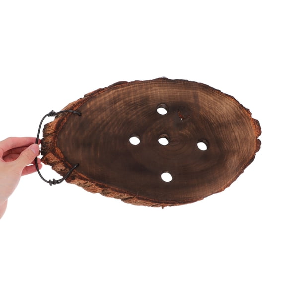 OULII Wooden Hanging Planter for Orchids Ferns and Succulents Coffee Color Solid Wood Wall Mount