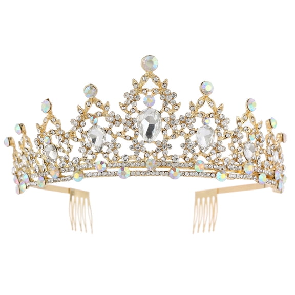 OULII Headpiece for Women Wedding Elegant Design Golden 1Pcs