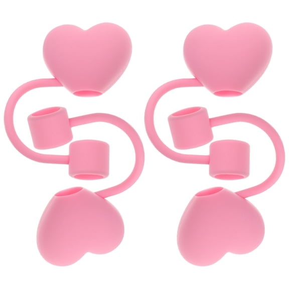 OULII Reusable PVC Straw Toppers Romantic Design for Any Occasion 4Pcs
