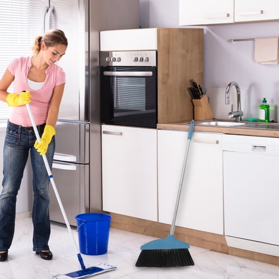 OULII Floor Sweeper Hair Free Sweeping Broom Multi PP Plastic Long Handle for Office Indoor Outdoor 1Pcs