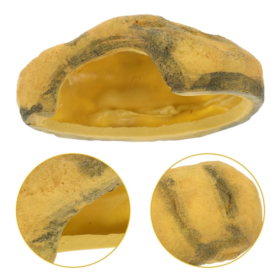 OULII Realistic Resin Rock Reptile Cave Hide for Turtle Habitat Aquarium Decoration