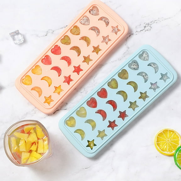 OULII  Pink Silicone Ice Cube Trays, Easy to Demold, with Lid, for Ice Making