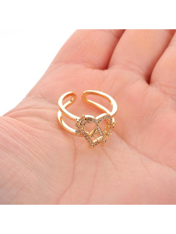 Initial Ring Letter Open Ring Copper Adjustable 1Set Versatile for Women Daily Wear