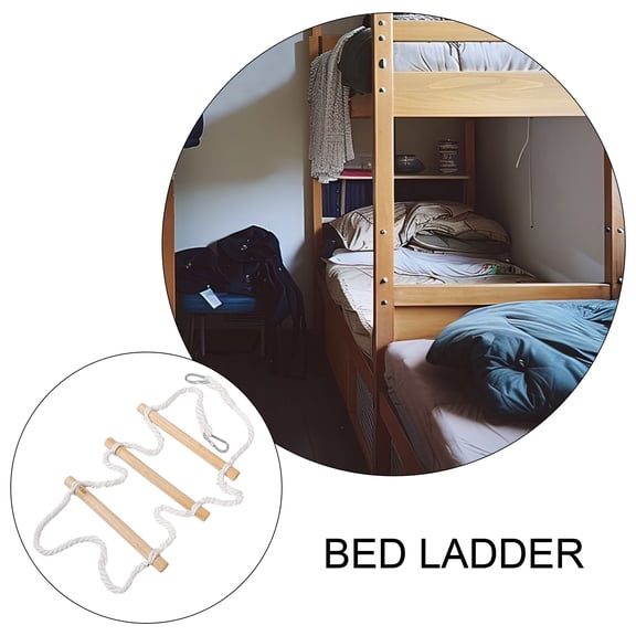 OULII Beige Rope Ladder for Bunk Beds and Tree Houses High Strength Hanging Ladder