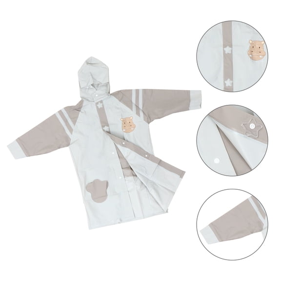 OULII Lightweight Grey Raincoat for Outdoor Activities with School Backpack Position