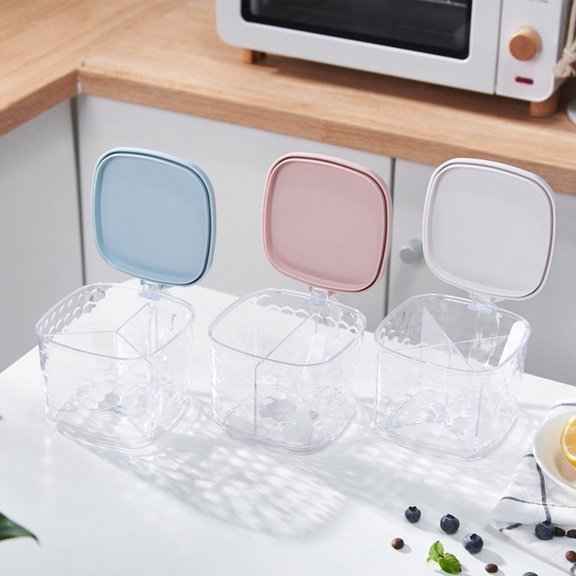 OULII 4 Grid Transparent Salt Container Perfect for Kitchen Seasoning Storage and Dining Table Use