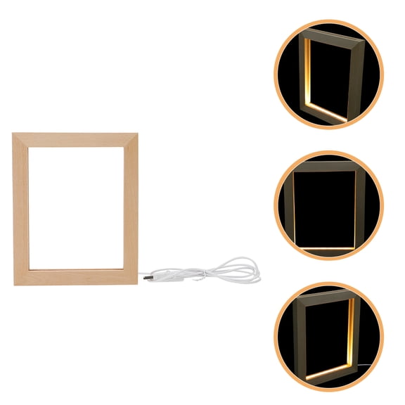 OULII LED Photo Frame, Light Brown Wood, Versatile Home Decor