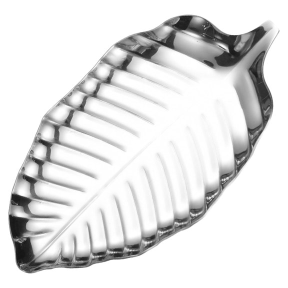 OULII Leaf Shape Stainless Steel Serving Tray with Smooth Surface and Elegant Design