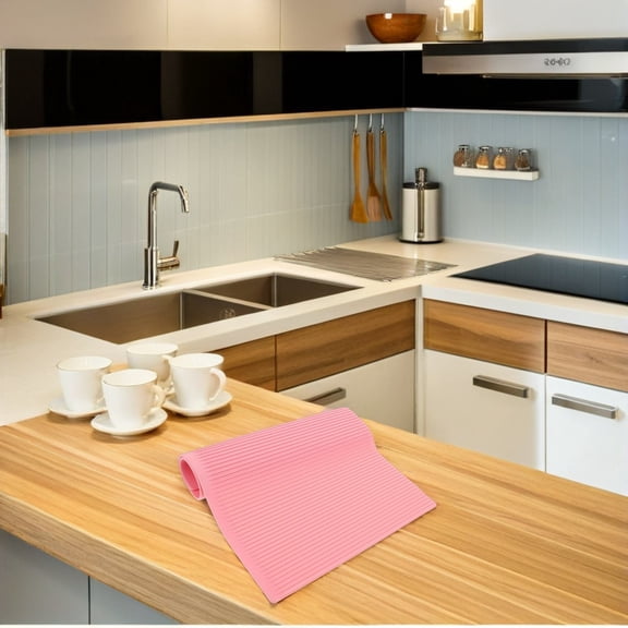 OULII Washable Freezer Liners Refrigerator Mat Silicone Pink 1Pcs for Kitchen Storage