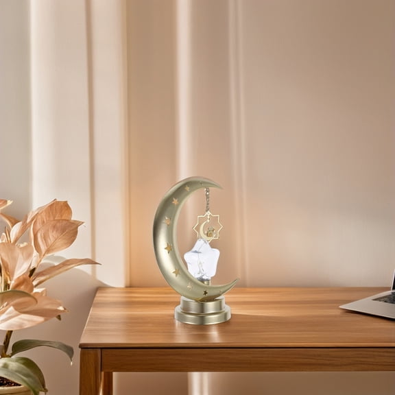 OULII Led Moon Ornament Iron Moon Shape Night Light For Bedroom Romantic Home Decor Soft Light For Nightstand