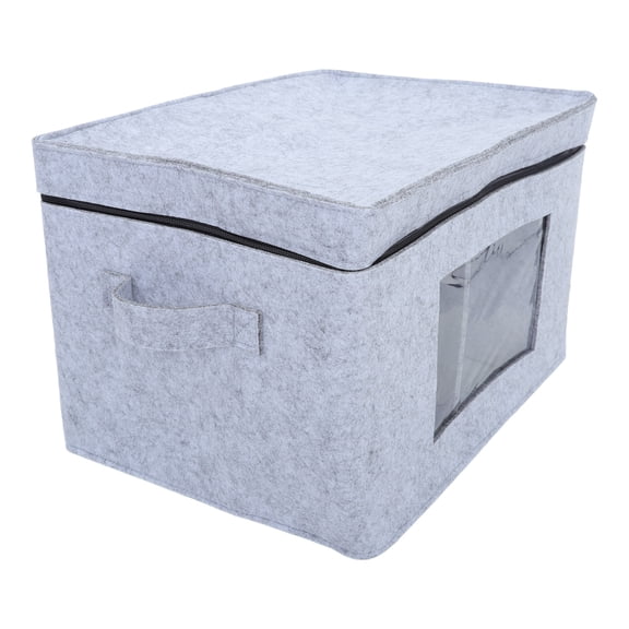 OULII Light Grey Stemware Storage Box with Shockproof Felt and Dustproof Lid for Glassware