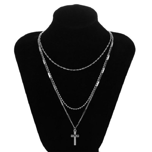 OULII Long Multi Strand Necklace Alloy Cross Shaped 1Pcs Fashion Design
