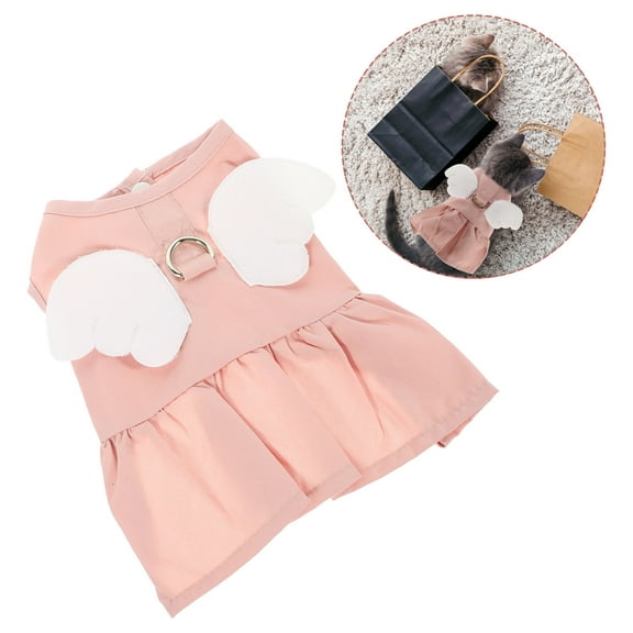 OULII Lovely Pet Dog Dress Summer Pet Cat Costume Accessory Decorative Angel Design Cat Apparel