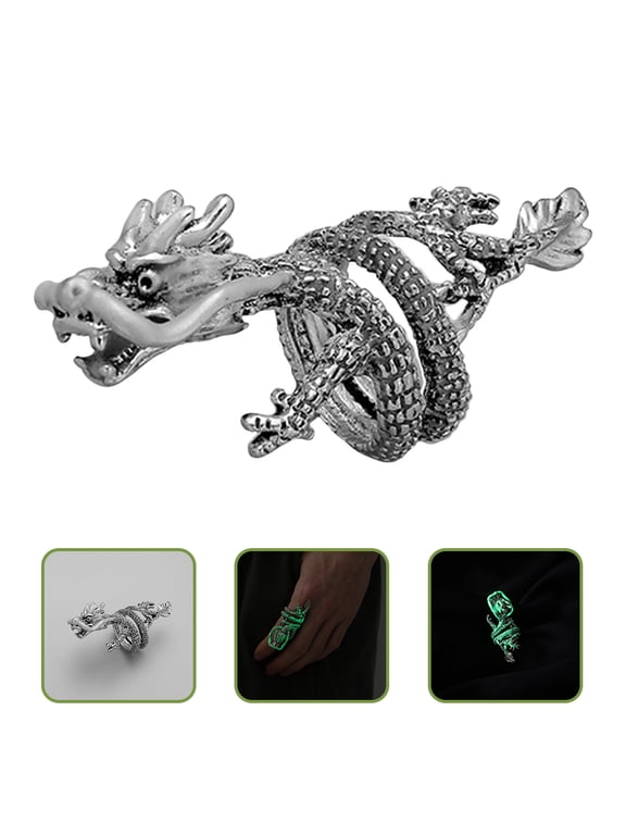 Men Luminous Dragon Circling Ring Punk Rings Christmas Birthday Gifts for Men