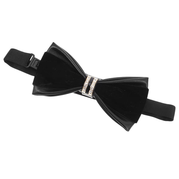 OULII Mens Black Bowtie with Rhinestones for Suits and Formal Wear