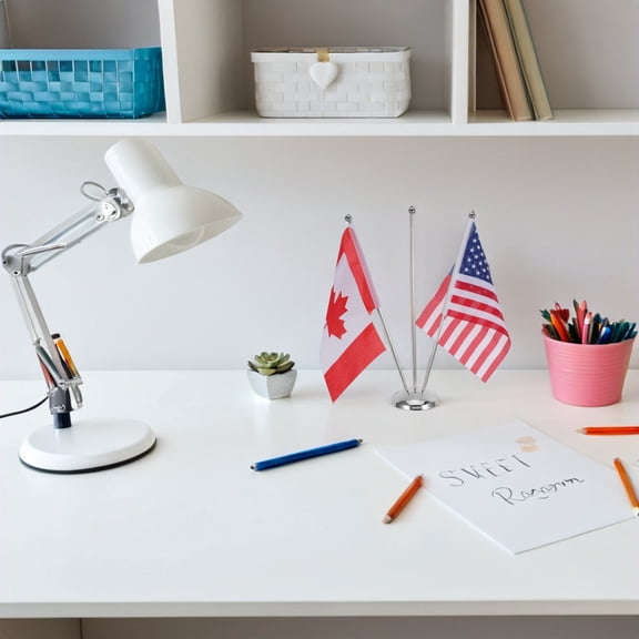 OULII Metal Flagpole Stand for Desktop Use with Stable Base for Diplomat and Office Settings