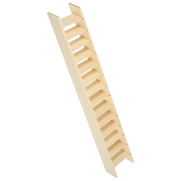 OULII Beige Miniature Dollhouse Ladder Stairs for Small Dollhouse Decoration, 1 Piece Mini House Accessory