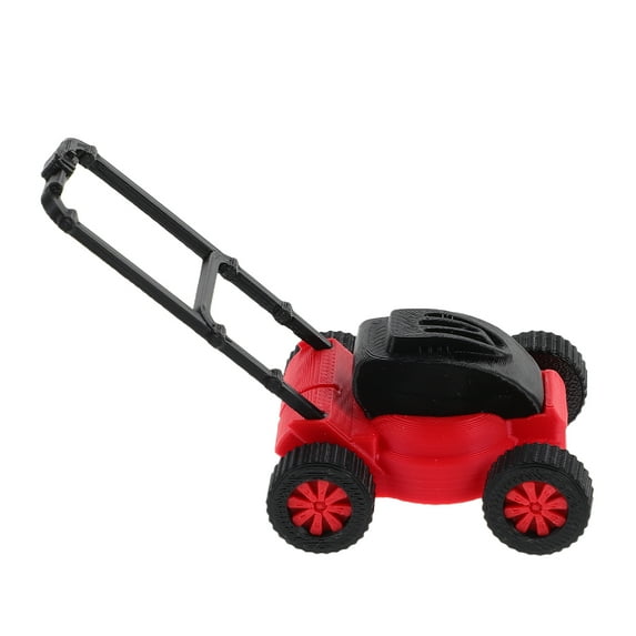 OULII Miniature Lawn Mower Toy for Dollhouse Decoration Realistic Plastic Garden Tool Multi Color 1:18 Scale