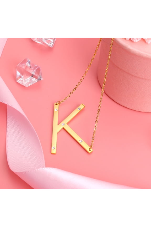 Women's Titanium Steel Initial Letter K Necklace Set Stylish Jewelry