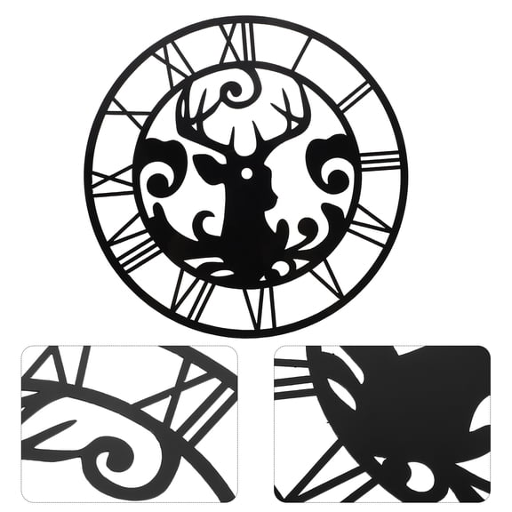 OULII Mirror Clock Wall Decor Roman Numeral Clock Dial Face Black 1Pack