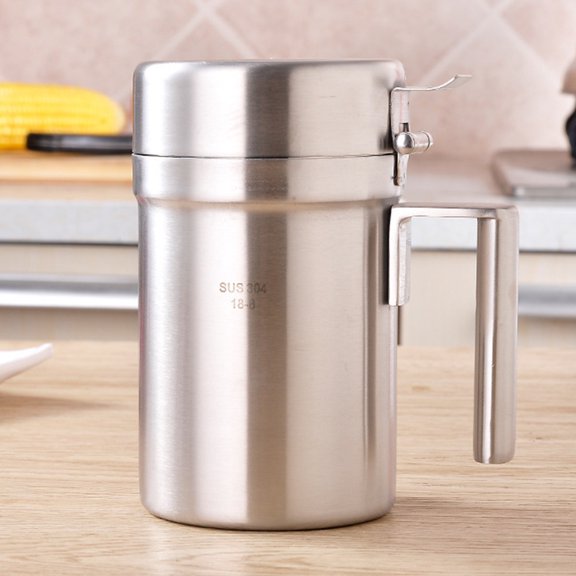 OULII Multi Function Oil Pot for Kitchen Use Made of Stainless Steel with Spill Proof Pouring Design